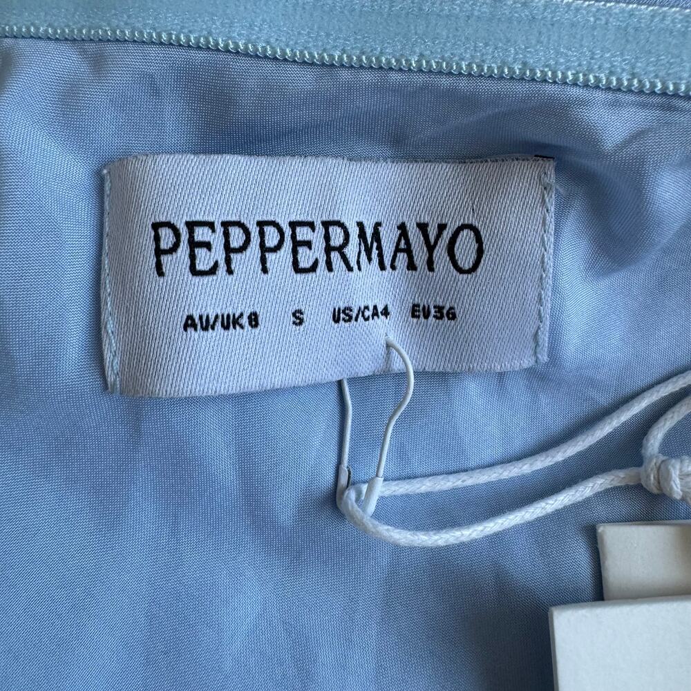 Peppermayo Evander Light Blue Chiffon Strapless High Low Maxi Dress NWT Small - Picture 9 of 13